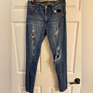 American Eagle, Distressed, High-Rise Jeggings, Size 8